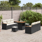Gartensofa-set 9 pcs Schwarz Poly-Rattan