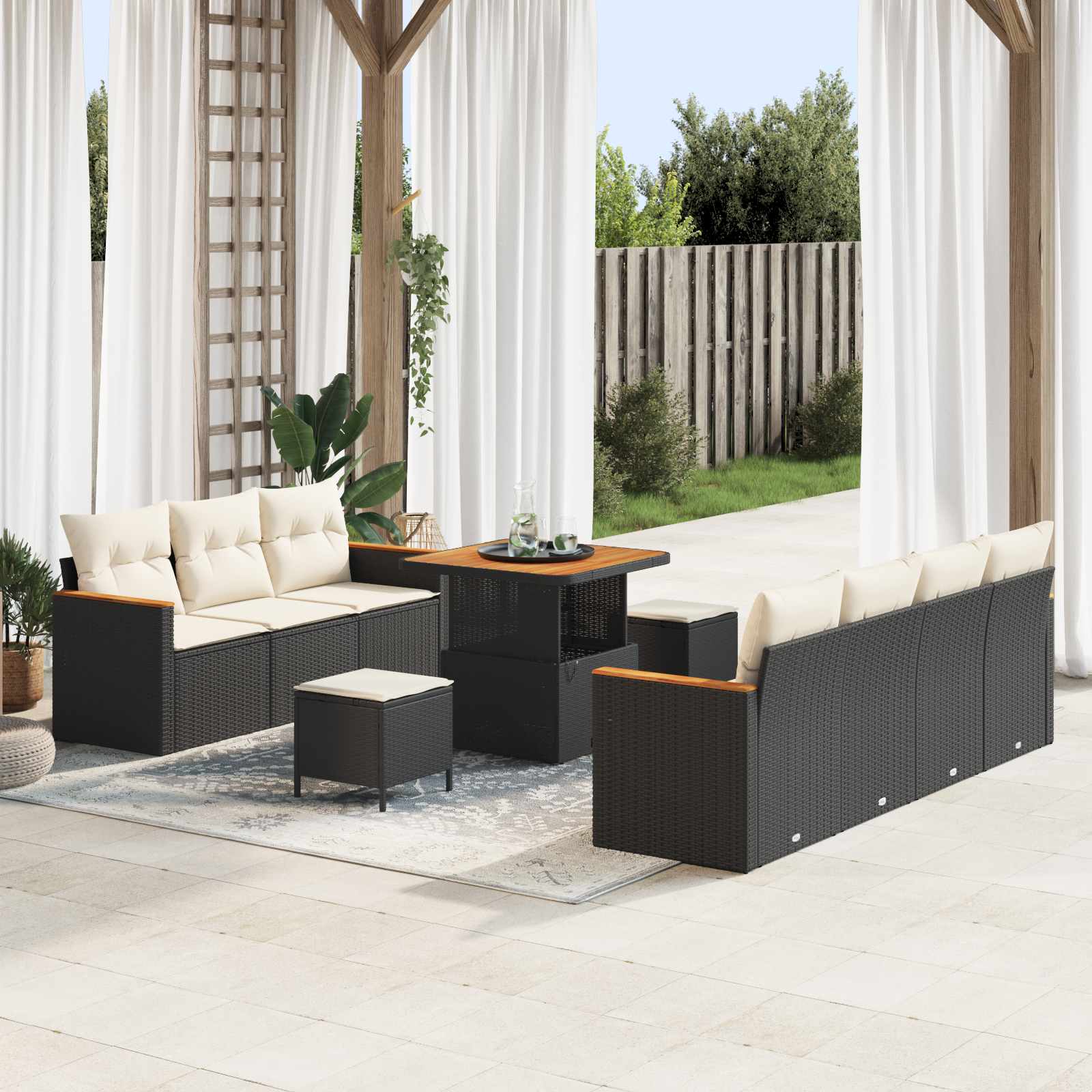 Gartensofa-set 10 pcs Schwarz Poly-Rattan