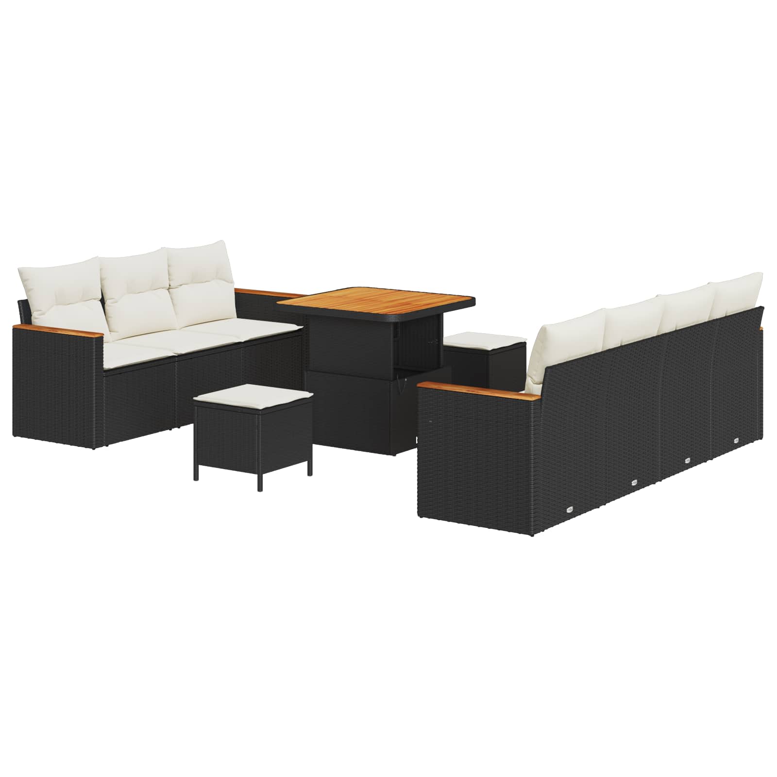 Gartensofa-set 10 pcs Schwarz Poly-Rattan