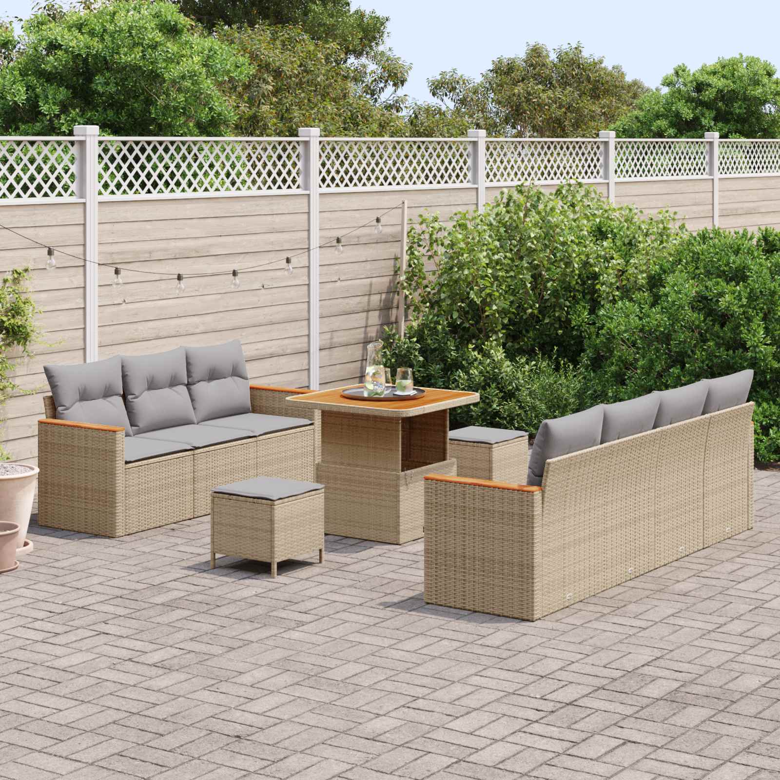 Gartensofa-set 10 pcs Beige Poly-Rattan
