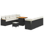 Gartensofa-set 11 pcs Schwarz Poly-Rattan