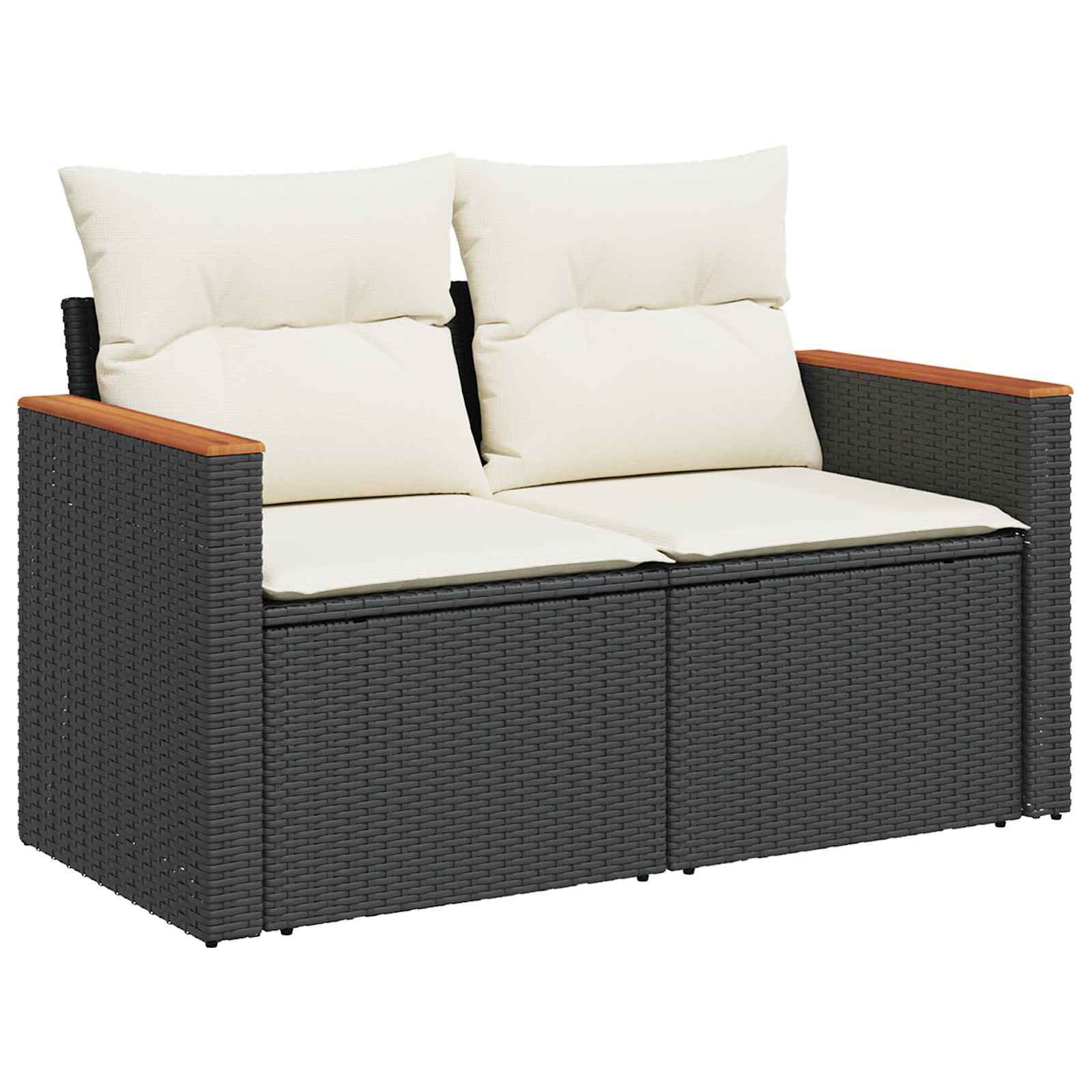 Gartensofa-set 11 pcs Schwarz Poly-Rattan
