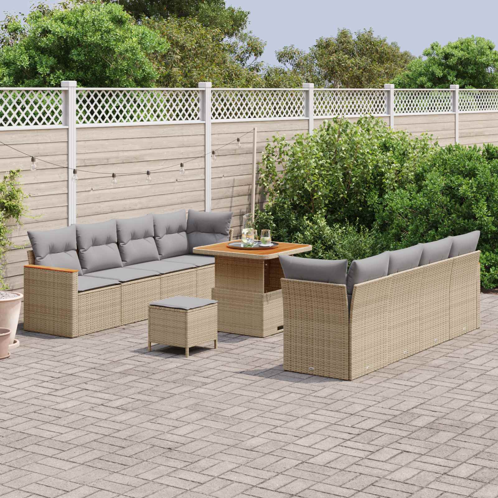 Gartensofa-set 11 pcs Beige Poly-Rattan