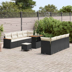 Gartensofa-set 11 pcs Schwarz Poly-Rattan