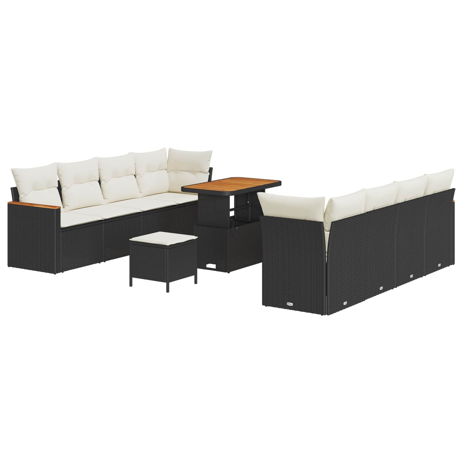 Gartensofa-set 11 pcs Schwarz Poly-Rattan
