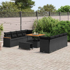 Gartensofa-set 11 pcs Schwarz Poly-Rattan