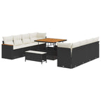 Gartensofa-set 11 pcs Schwarz Poly-Rattan
