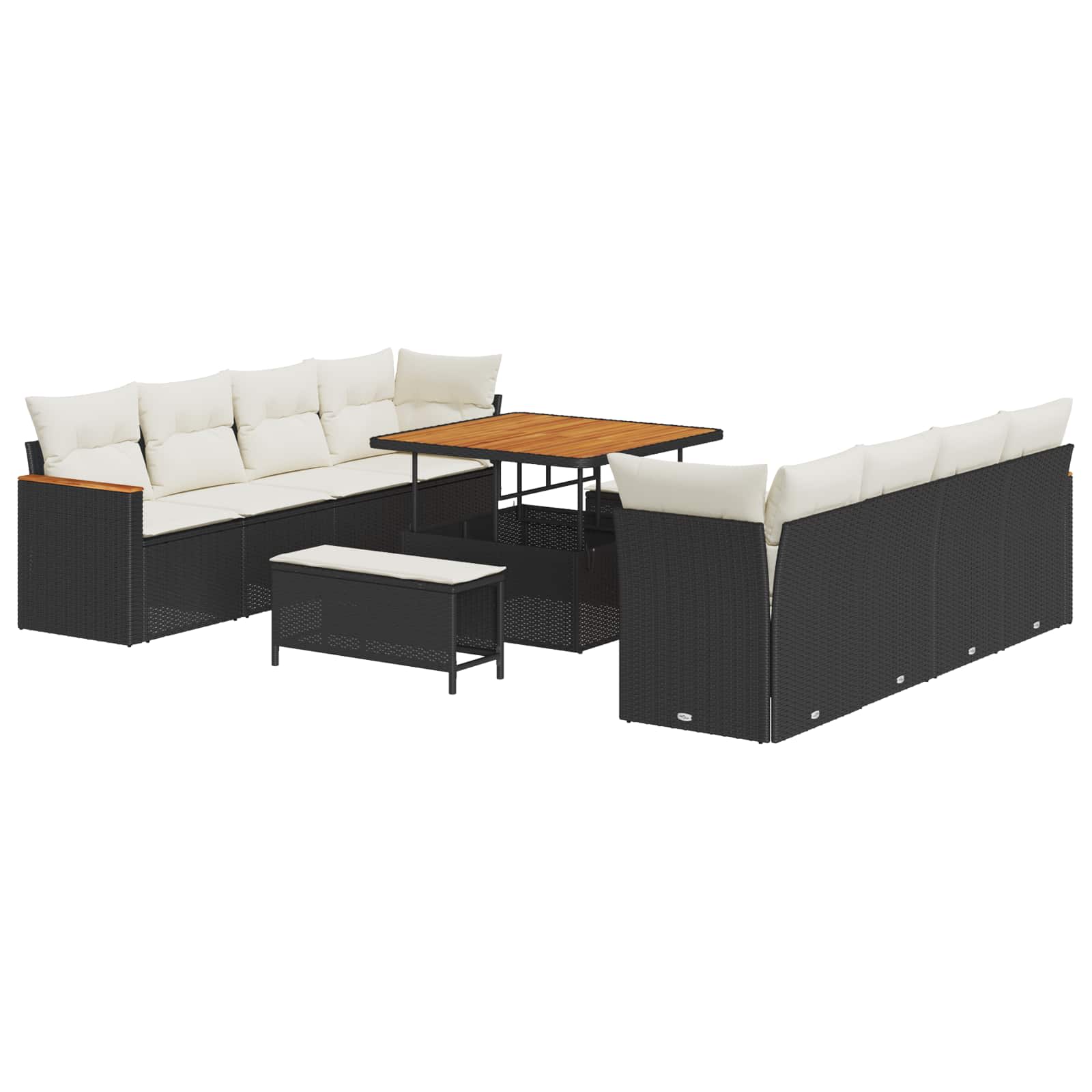 Gartensofa-set 11 pcs Schwarz Poly-Rattan