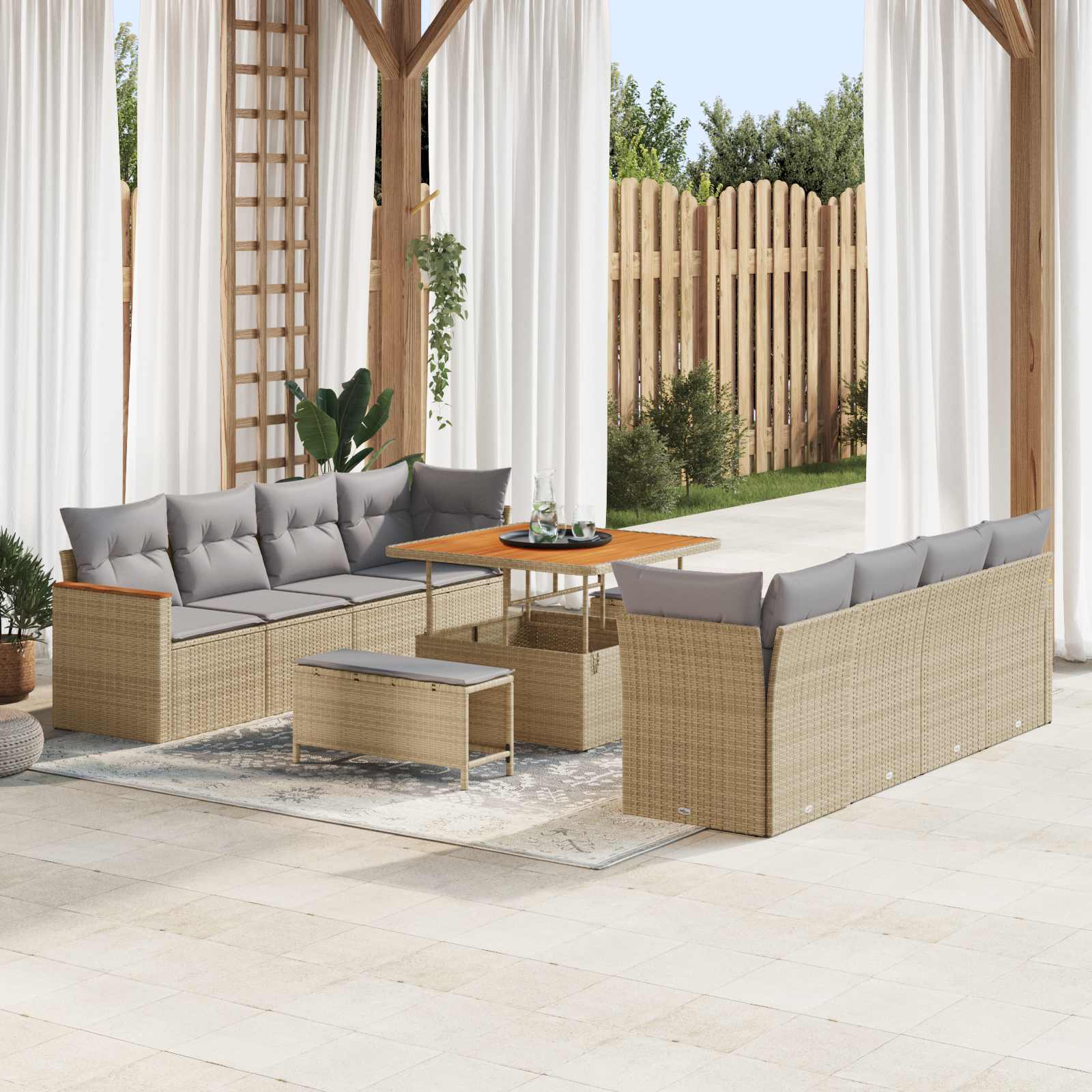 Gartensofa-set 11 pcs Beige Poly-Rattan
