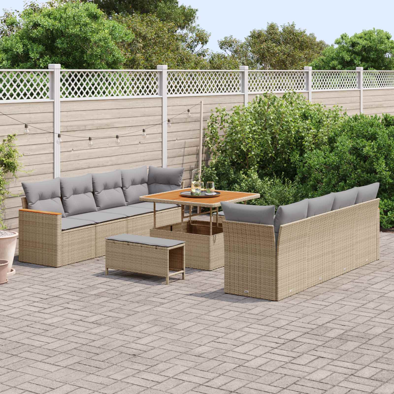 Gartensofa-set 11 pcs Beige Poly-Rattan