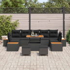 Gartensofa-set 10 pcs Schwarz Poly-Rattan