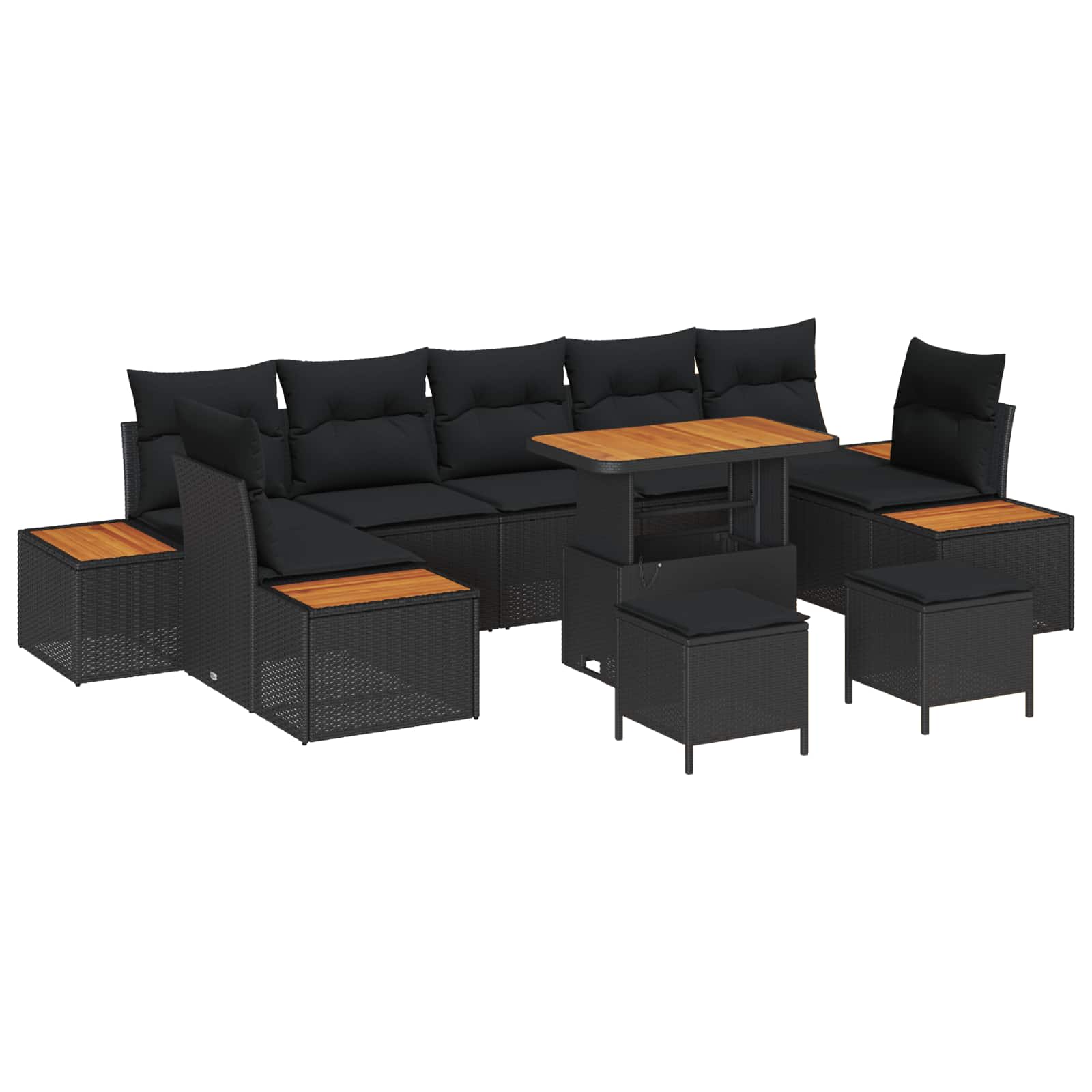 Gartensofa-set 10 pcs Schwarz Poly-Rattan
