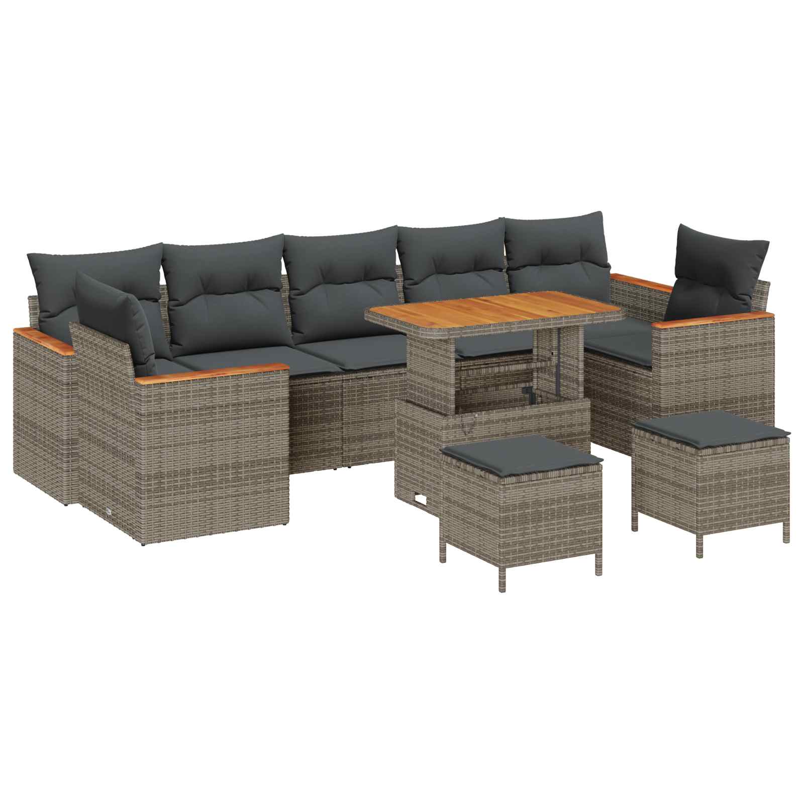 Gartensofa-set 10 pcs Grau Poly-Rattan