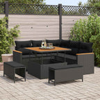 Gartensofa-set 8 pcs Schwarz Poly-Rattan