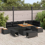 Gartensofa-set 9 pcs Schwarz Poly-Rattan
