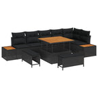 Gartensofa-set 9 pcs Schwarz Poly-Rattan