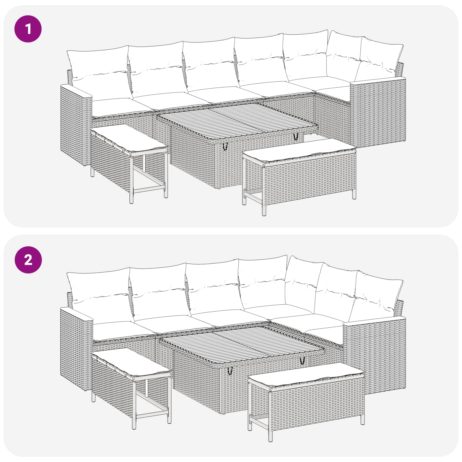 Gartensofa-set 9 pcs Schwarz Poly-Rattan