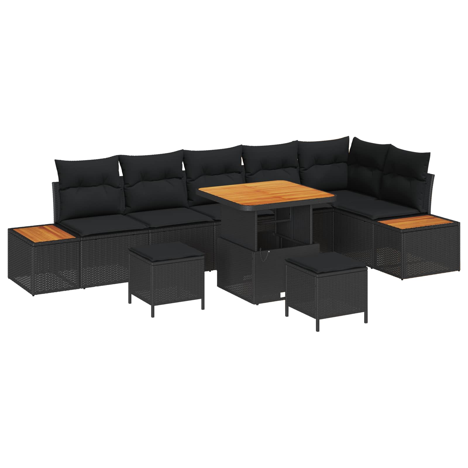 Gartensofa-set 9 pcs Schwarz Poly-Rattan