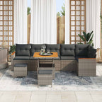 Gartensofa-set 9 pcs Grau Poly-Rattan