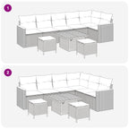 Gartensofa-set 9 pcs Grau Poly-Rattan