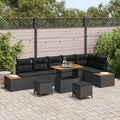 Gartensofa-set 9 pcs Schwarz Poly-Rattan