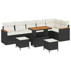 Gartensofa-set 9 pcs Schwarz Poly-Rattan