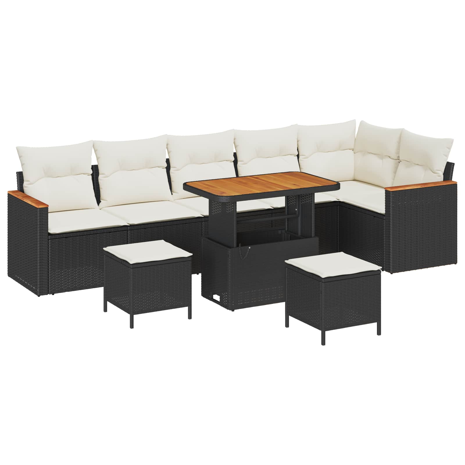 Gartensofa-set 9 pcs Schwarz Poly-Rattan