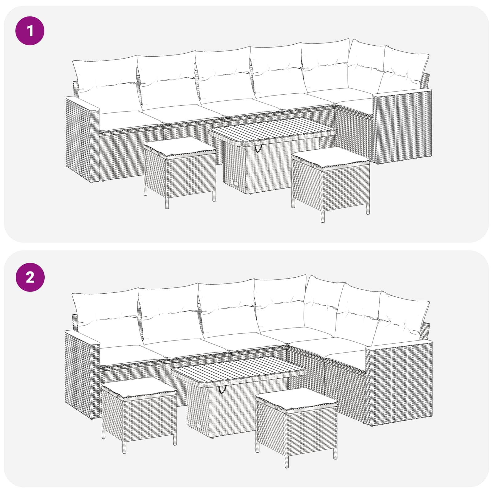 Gartensofa-set 9 pcs Grau Poly-Rattan