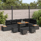 Gartensofa-set 10 pcs Schwarz Poly-Rattan