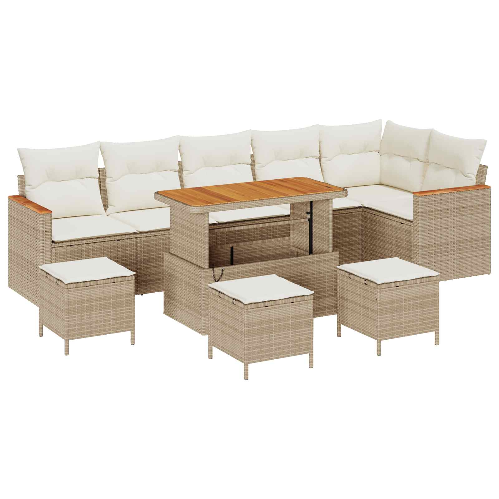 Gartensofa-set 10 pcs Beige Poly-Rattan