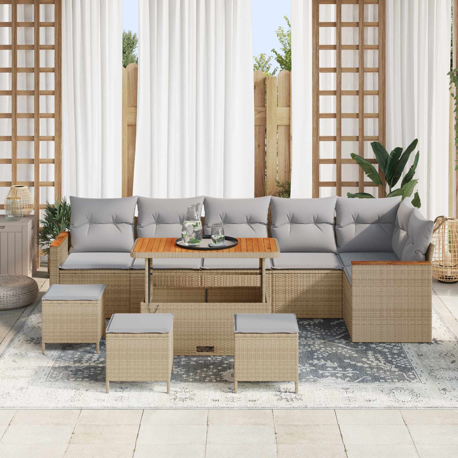 Gartensofa-set 10 pcs Beige Poly-Rattan