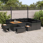Gartensofa-set 12 pcs Schwarz Poly-Rattan