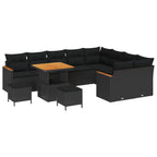 Gartensofa-set 12 pcs Schwarz Poly-Rattan
