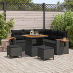 Gartensofa-set 8 pcs Schwarz Poly-Rattan