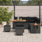 Gartensofa-set 8 pcs Schwarz Poly-Rattan