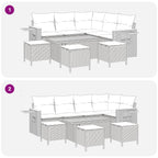 Gartensofa-set 9 pcs Schwarz Poly-Rattan
