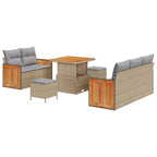 Gartensofa-set mit Kissen 8 pcs Beige und Hellgrau
