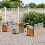 Gartensofa-set mit Kissen 9 pcs Beige und Hellgrau