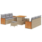 Gartensofa-set mit Kissen 9 pcs Beige und Hellgrau