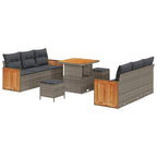 Gartensofa-set mit Kissen 9 pcs Grau