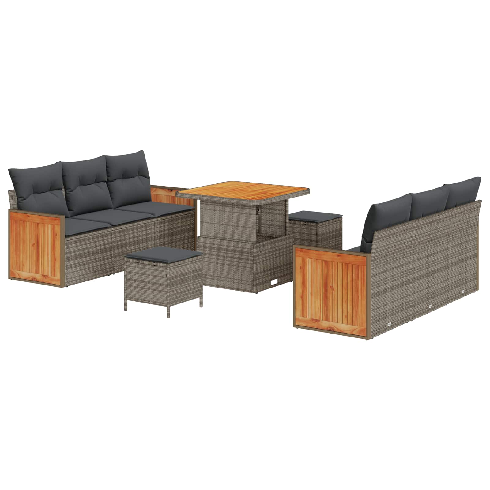 Gartensofa-set mit Kissen 9 pcs Grau