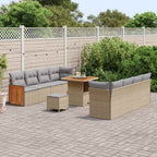 Gartensofa-set mit Kissen 11 pcs Beige und Hellgrau