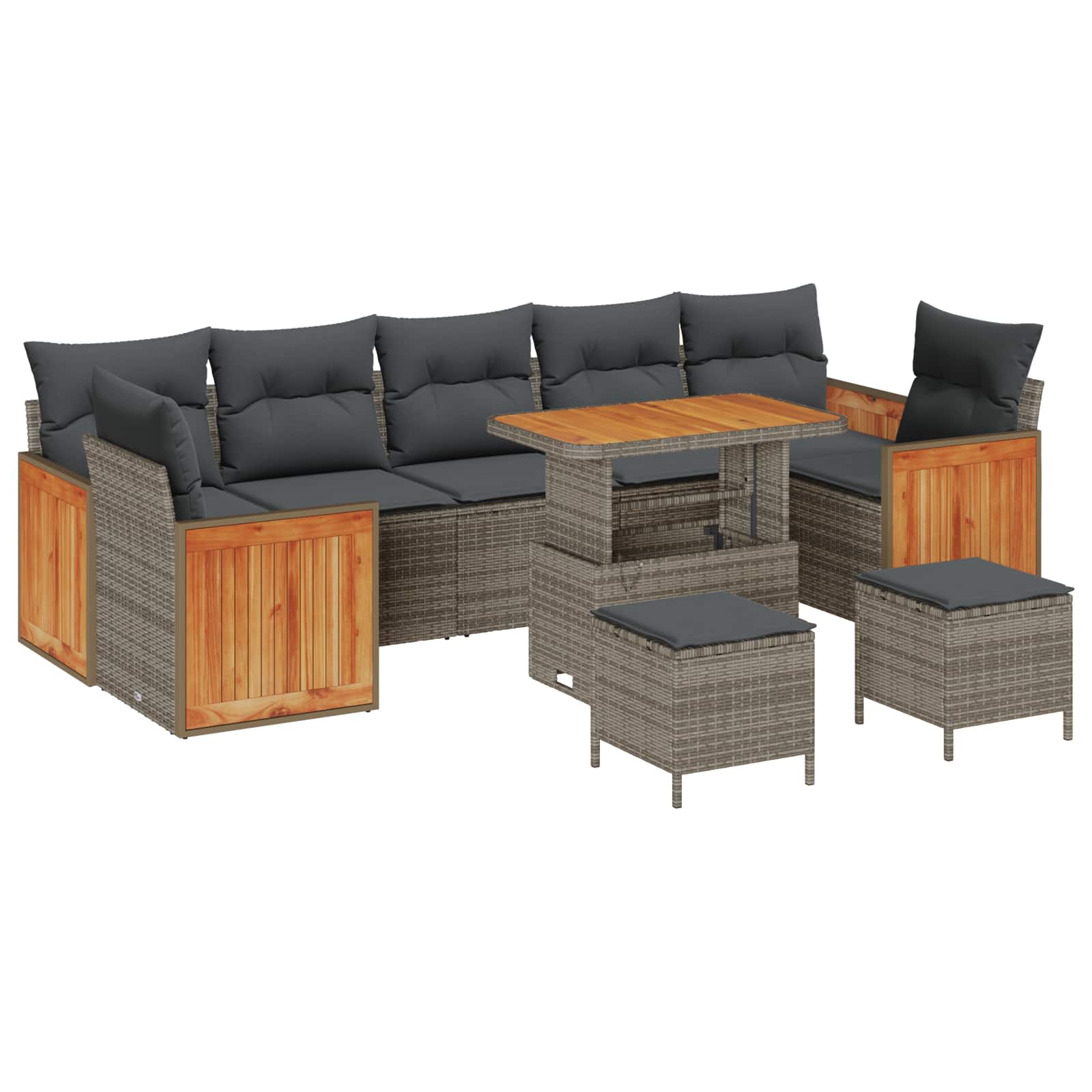 Gartensofa-set mit Kissen 10 pcs Grau
