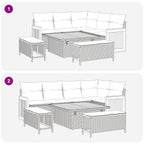 Gartensofa-set mit Kissen 8 pcs Beige und Hellgrau