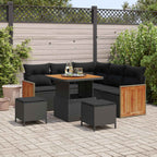 Gartensofa-set mit Kissen 8 pcs Schwarz