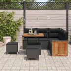 Gartensofa-set mit Kissen 8 pcs Schwarz