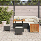 Gartensofa-set mit Kissen 8 pcs Schwarz und Creme
