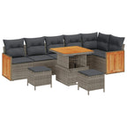 Gartensofa-set mit Kissen 9 pcs Grau