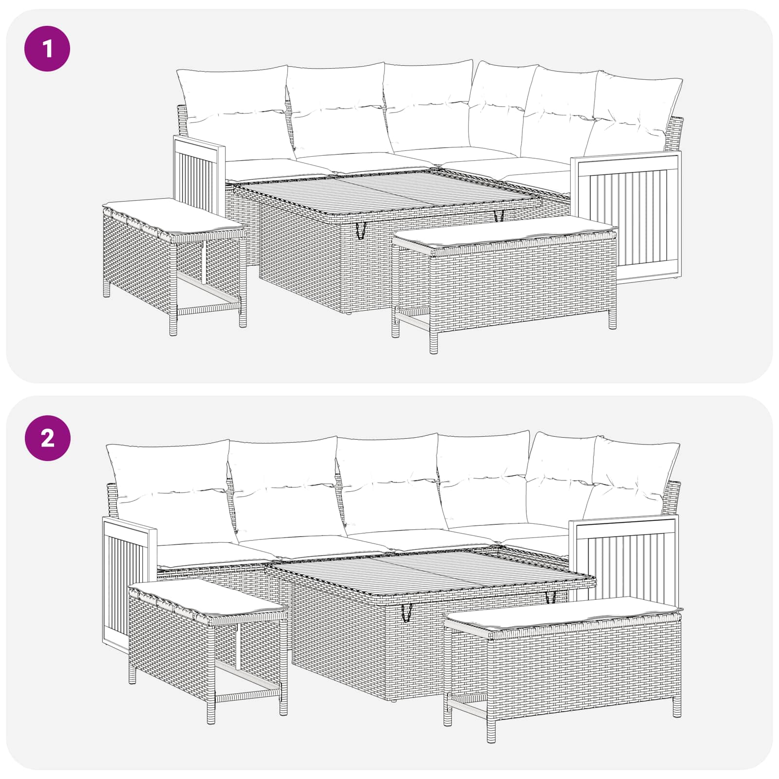 Gartensofa-set mit Kissen 12 pcs Schwarz