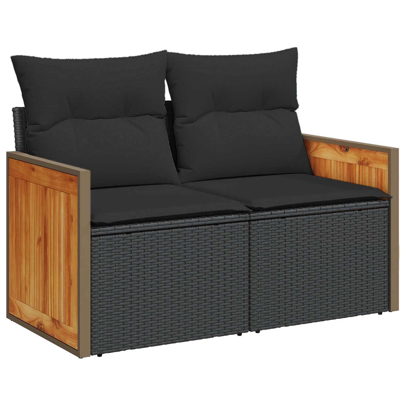 Gartensofa-set mit Kissen 12 pcs Schwarz